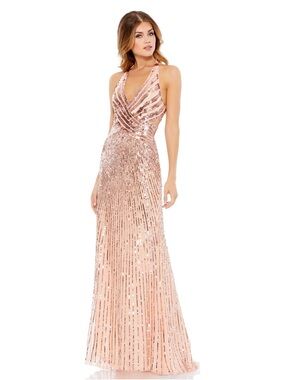 Mac Duggal 5390 Sleeveless Faux Wrap Sequin Embellished Cut Out Gown Size 10
